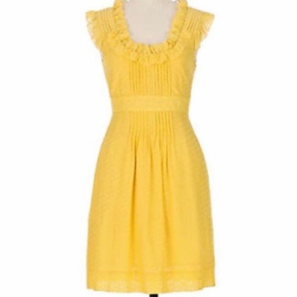 Anthropologie Moulinette Soeurs yellow silk ruffle dress 2
